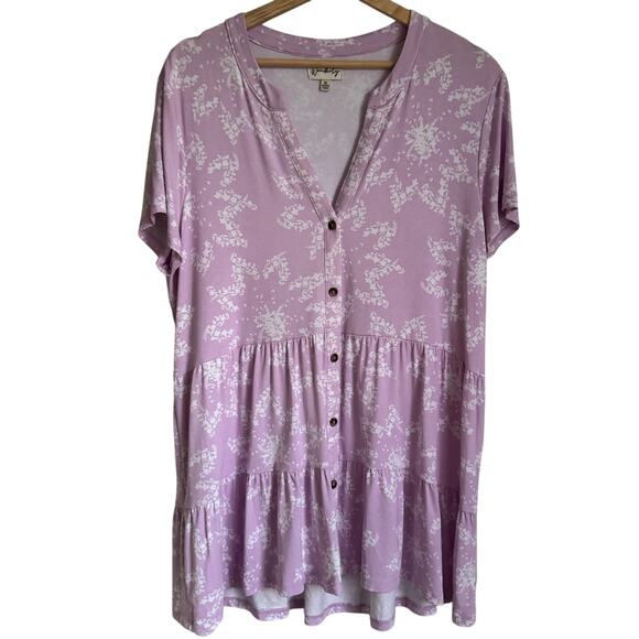 Wonderly Purple Top Size 1X Babydoll Peplum Lavender Ruffle Flowy Feminine - Picture 1 of 9